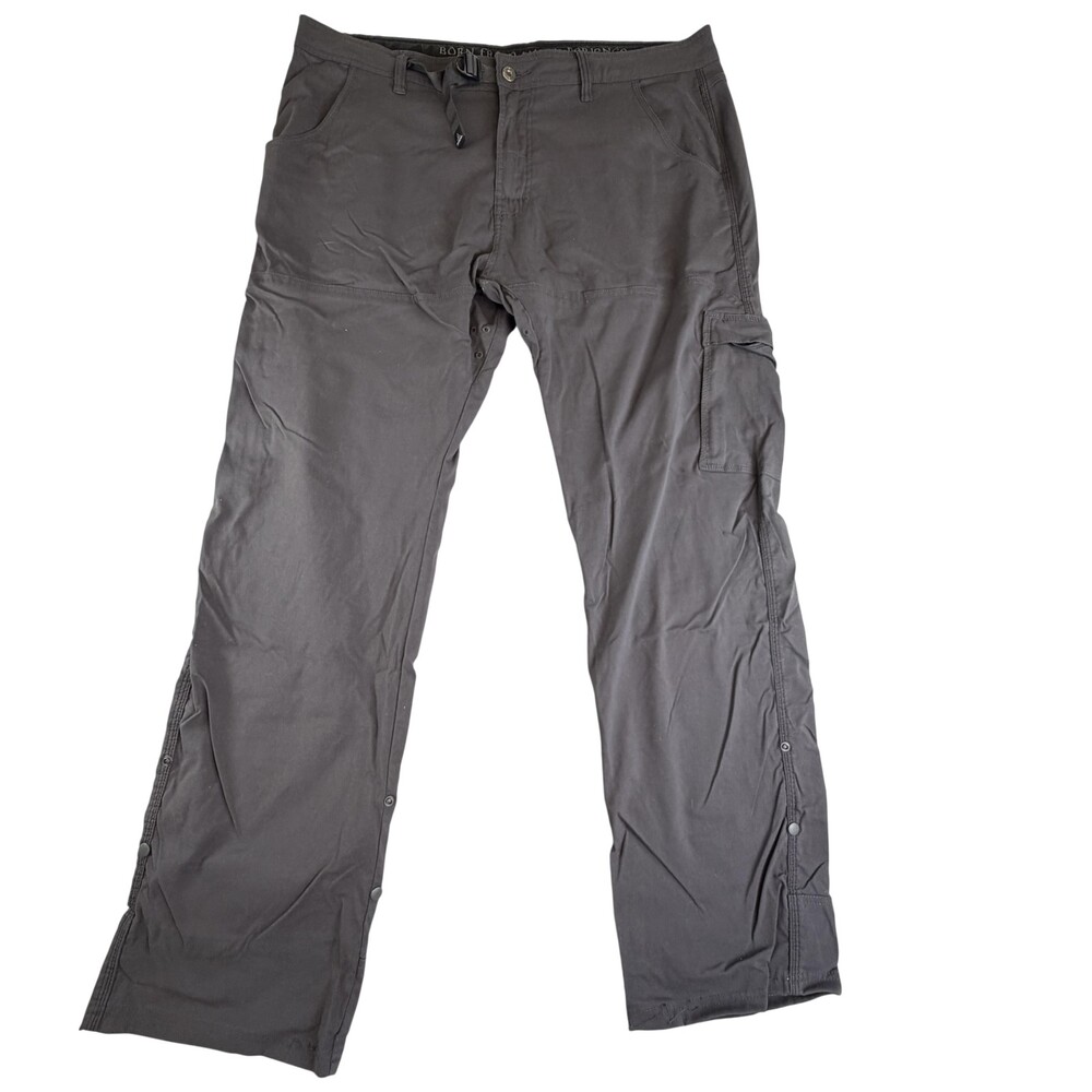 PrAna Pants Mens FIT 40x32 Gray Nylon Stretch Cargo Hiking Outdoor Travel Trek